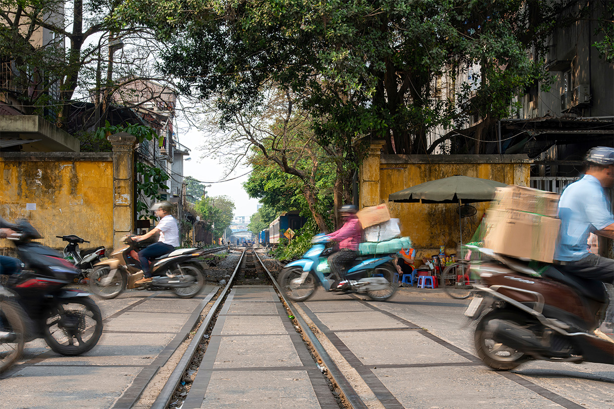 Vietnam road situation with mopeds