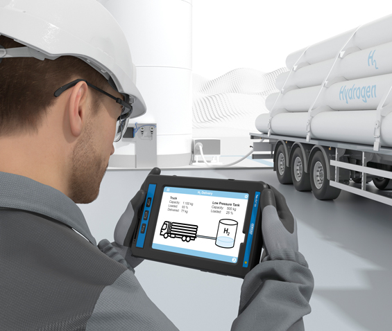 Hydrogen filling station, monitoring refueling process with Tab-Ex tablet