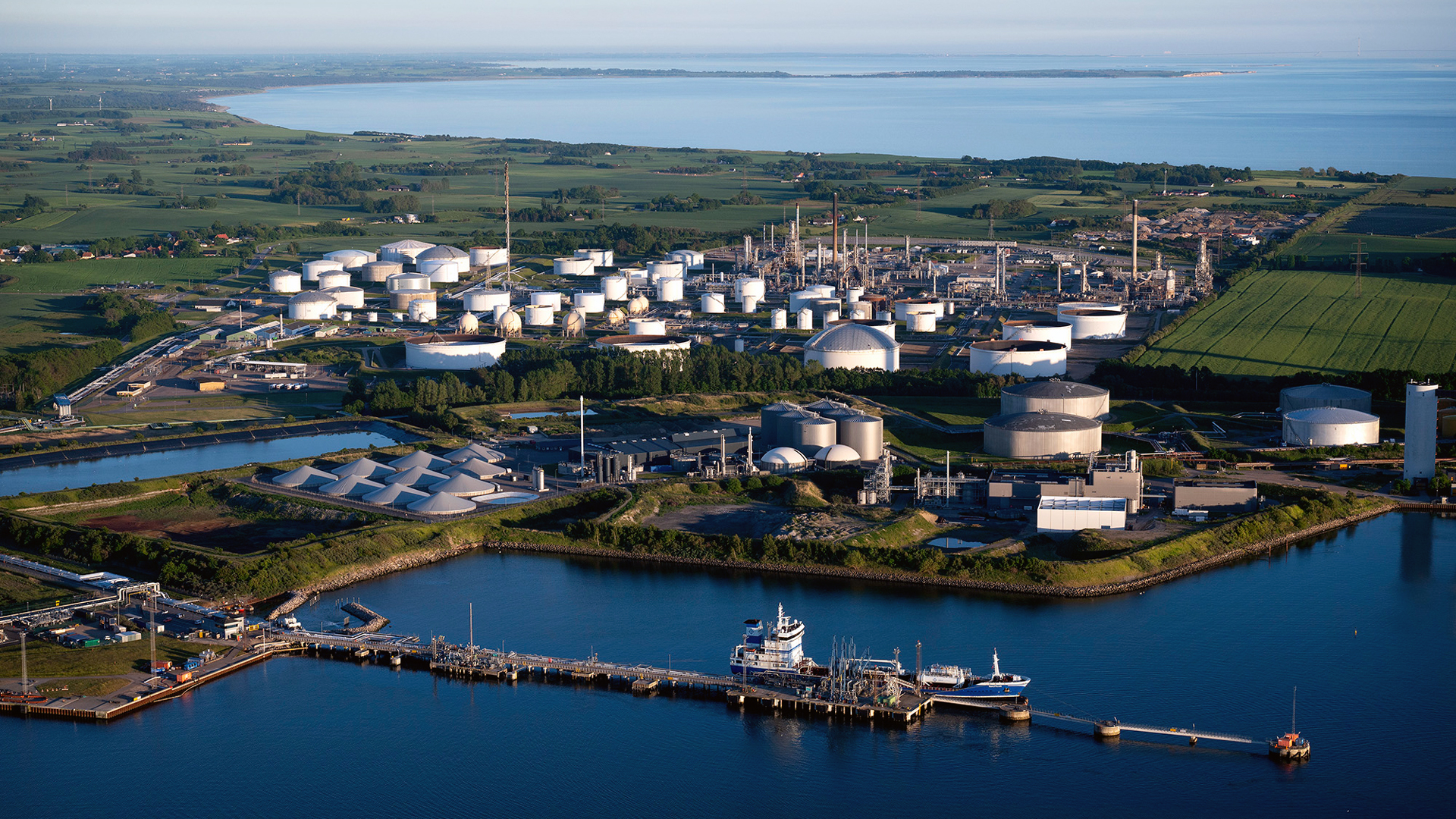view over Kalundborg Refinery, Denmark's largest refinery and energy park