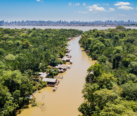Amazon rainforest and the city of Belém, Brazil